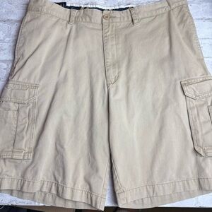 Izod Men’s Chino Cargo Shorts Vintage Khaki 💯 Cotton EUC 38😍